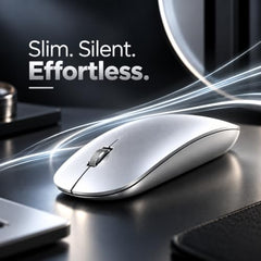 Offbeat - Atom Dual Bluetooth 5.1+5.1 & 2.4Ghz Wireless, Type-C Rechargeable 100 Hours Battery Silent Click Mouse, Triple Device connectivity Windows, Mac, iOS, Android (Silver)
