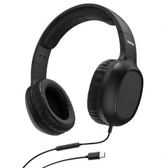 Hama Fun C USB-C Wired On-Ear Headphones with Microphone | 40mm Drivers, In-Line Remote, Adjustable Headband, Stereo Sound for Smartphones, Calls & Music, Black 5 Years Warranty