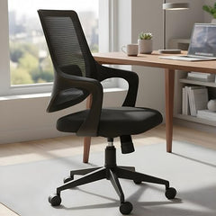 MRC Mono Ergonomic Office Chair (Mid-Back) – Revolving Breathable Mesh Desk Chair for Work from Home & Study–Lumbar Support & Heavy Duty Nylon Base (Grey & White)