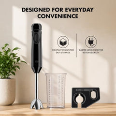 Sujata Blendstick Hand Blender | 600W Heavy Duty Motor | Variable Speed Control | Stainless Steel Shaft | 18000 RPM | Professional Immersion Blender | Easy Clean | Black