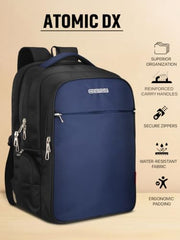 Cosmus Atomic Dx 3 Compartment Large Laptop Bag Black Navy Blue Polyester Laptop Backpack