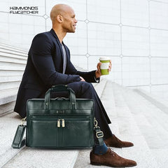 Hammonds Flycatcher Genuine Leather 15.6 Inch Laptop Office Bag for Men | 15.6” Padded Laptop Sleeve| 3 Zip Pockets| Detachable & Adjustable Strap| Pen,Wallet & Mobile Pocket |Durable|1 Year Warranty