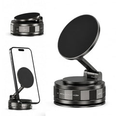 (1 Year Warranty) 360° N52 Strong Magnetic Vacuum Phone Holder, Strong Suction Mobile Mount for Car Dashboard, Windshield, Mirror & Smooth Surfaces, Hands-Free Universal Smartphone Holder - Black