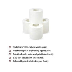 Amazon Brand - Solimo 3 Ply Toilet Paper Roll | 1920 Pulls | 160 Pulls X 12 Rolls | Soft And Highly Absorbent | 100% Natural Virgin Cellulose Fiber