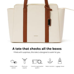 MOKOBARA Sunflower Tote 18L Laptop Bag 14 Inch Office Travel Handbag Beige | Stylish Purse College Girls Ladies Shoulder Bag Latest Waterproof Vegan Leather Tech Sleeve Luggage Strap Organizer Pocket