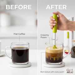 Quick Mixi Hand Push Blender, Manual Egg Beater & Milk Frother for Coffee, Lassi, Buttermilk, Protein Shakes, Kitchen Hand Mixer, Green