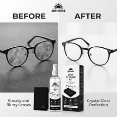 SUN-SHINZ Lens Cleaner Kit – 100ml Streak-Free Spray + Microfiber Cloth | Smudge-Free & Anti-Static Formula | Safe for Eyeglasses, Sunglasses, Camera Lenses & Phone Screens