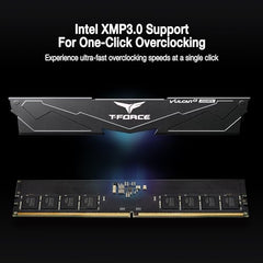 TeamGroup T-Force Vulcan 16GB 6000MHz (6000MT/s) CL38 Black DDR5 UDIMM Desktop Gaming Memory, Metal Heatsink, ECC, XMP 3.0/AMD Expo, Compatible with Intel/AMD CPU, High Performance, Low Latency RAM