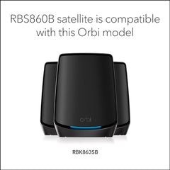 NETGEAR Orbi Tri-Band WiFi 6 Mesh Add-on Satellite (RBS860B) - Works with Orbi RBK863SB - Adds Coverage up to 2,700 sq. ft. - AX6000 (6Gbps) - Black