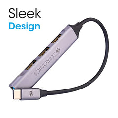 ZEBRONICS TA210U, 4 in 1 Type-C to USB Hub, USB 3.0, 4 USB Ports, Speeds Upto 5 Gbps, Metal Body, for Mac | Laptops, Black