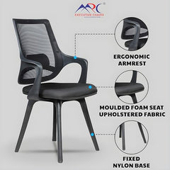 MRC Mono Ergonomic Office Chair (Mid-Back) – Revolving Breathable Mesh Desk Chair for Work from Home & Study–Lumbar Support & Heavy Duty Nylon Base (Grey & White)