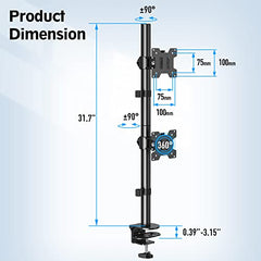 MOUNTUP Dual Monitor Stand for 2 Max 32 inch Stack Screen Monitors