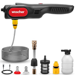 Woscher AquaVolt Cordless Portable Wireless Pressure Washer for Car Wash Bike Washing and Multipurpose Cleaning | 156W | 3×2500mAh| Triple Battery | |10L/Min | 12+6 Months Warranty