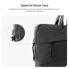 DailyObjects Stria Pro Laptop Bag with Handle| Recycled Durable Polyester | Compatible with Laptop/MacBook Air/Pro Upto 15 Inch| Water Resistant|Padded Compartment with Zip Closure -Black