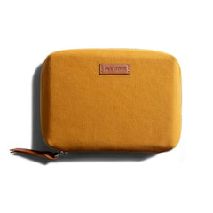 DailyObjects Leather Travel Electronic Accessories Storage Bag | Portable Gadget Organizer Case | Tech Kit Pouch for Cables, Drives, Chargers, Adapters, Power Banks | Charger Wire Organiser - Yellow