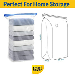Smart Saver Plastic 6 Pack Vacuum Bags for Travel, Space Saver Bags Storage Bags for Vaccine Sealed Compression Packing Bag with Hand Pump, White