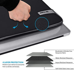 AirCase Neoprene Laptop Sleeve Case Cover for 15.6 Inch MacBook, Dell, HP, Lenovo, More| Water-Resistant, Shockproof Padding, Scratch-Proof| Slim Fit, Wrinkle Free, TSA Security Friendly (Black-Grey)