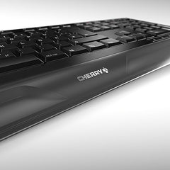 Cherry GENTIX Desktop, Wireless Keyboard & Mouse Combo, 2.4 GHz Connection, Integrated Wrist Rest, Symmetrical Mouse, Battery-Powered, QWERTY, Black