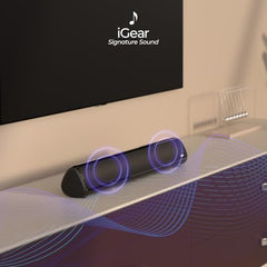 iGear Immerse+ 30W Bluetooth Soundbar Speaker | Heavy Bass, TWS Function, 4 Hrs+ Playback | BT v5.3, FM, Micro SD, USB & AUX | Mini Bluetooth Speaker, Sound bar for TV, Phone/Laptop/Projectors (Black)