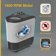 Whirlpool 6.5 Kg 5 Star Magic Clean Semi-Automatic Top Loading Washing Machine (MAGIC CLEAN 6.5 GREY, 4 Year Comprehensive Warranty, 1400 RPM Motor, 5 Year Motor Warranty)