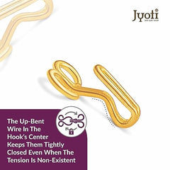 JYOTI Dress Hook (50 Hooks of 3 Wire Size 2 of Brass Material in Nickel Free Finish in a Pouch), Hooks for Ladies Blouses, Dresses, Chudidars, Children Dresses, Frocks, and Gowns - Pack of 5 Pouches