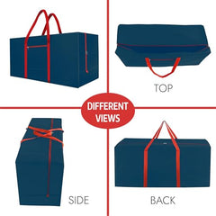 Kuber Industries 2 Pcs Blankets/Clothes Storage Bag | Heavy Duty Nylon 1680 Denier Underbed Storage Bag | Moving Bags with Strong Handle | Moisture Proof | Red & Blue