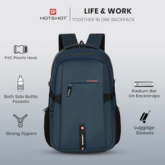 HOT SHOT QUANTUM_1355| 35 L unisex laptop backpack |15.6 inch|Detachable Key Ring,|Trolley sleeve|laptop bag for men|office & college|bag for men & women
