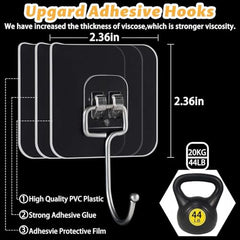 JIALTO Adhesive Hooks, Heavy Duty 5 kg Wall Hooks, Nail-Free Reusable Stainless Steel Sticky Hangers for Multipurpose Kitchen, Bathroom & Home (10 Pcs)