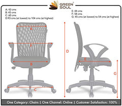 Green Soul Seoul X Office Chair, Mid Back Fabric Ergonomic Home Office Desk Chair with Comfortable & Spacious Seat, Rocking-tilt Mechanism & Heavy Duty Metal Base (Black)