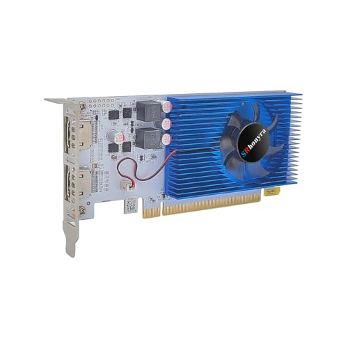 SRhonyra R5 230 Low Profile Graphics Card 2GB DDR3 Dual HDMI 1080P PCIe 2.0 x16 Bus Powered Support Splicing Mode 20 Watts SFF GPU