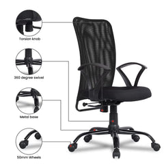Green Soul Seoul X Office Chair, Mid Back Fabric Ergonomic Home Office Desk Chair with Comfortable & Spacious Seat, Rocking-tilt Mechanism & Heavy Duty Metal Base (Black)