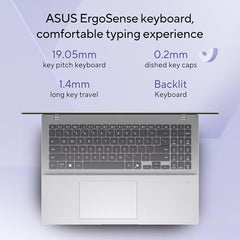 ASUS Vivobook 16, Snapdragon X, 16GB RAM, 512GB SSD, FHD+ 16", Windows 11, Office Home 2024, Quiet Blue, 1.88kg, X1607QA-MB049WS, Qualcomm Adreno iGPU, 45TOPS, M365 Basic (1Year)* Laptop