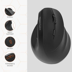 amazon basics Pro Series 650 mAh Wireless Rechargeable Ergonomic Mouse for PC, Mac, Laptop | 3 Adjustable DPI Settings Up to 1600 | Shortcut Buttons | Tri-Mode connectivity (Black)