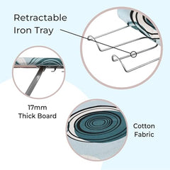Kuber Industries 18 Inch Foldable & Height Adjustable Press Board Iron Stand with Heat Resistant Holder/Tray for Home | Anti Skid Press Table for Clothes | Diamond Print- Red & Cream