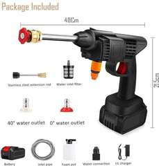 TEKCOOL Cordless Portable Wireless Pressure Washer Gun 48V 12000mAh High Pressure Water Gun for Car Wash Bike Washing Cleaning, Black