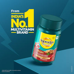 Supradyn Naturals Iron (90 tablets) For Women, Multivitamin with 3X Iron, Ashoka, Shatavari, Zinc, Vitamin C, Folic Acid, 30 vital nutrients, Supports Blood Health & Provides Energy, Veg