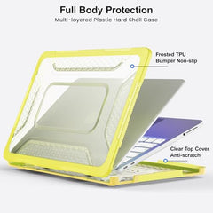 ProElite Transparent Case for MacBook Neo 13 inch 2026 Model Touch ID, Heavy Duty Honeycomb Hard Shell with Slim TPU Bumper and Fold Kickstand, Dark Blue