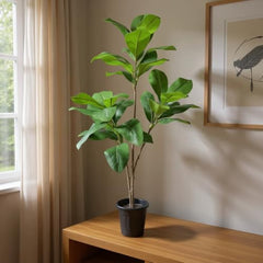 AAVANA GREENS Plastic 40 Inch Artificial Flower Plant for Indoor and Outdoor, Home, Shop, Office, Restaurant Decoration Dark Green (Pack of 1) (1, Plant 8 - with Pot)