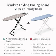 STEFFAN Heavy Duty Vertical Ironing Board, Foldable, 19 mm Metal Bracket, Adjustable Height, Pure Cotton Cover, Lattice Design | Clothes Iron Table| Home Laundry Accessory | 111x30 cm, Pink