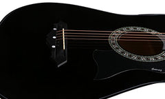Juârez Acoustic Guitar Kit, JRZ38C/BK 38 Inch Cutaway, 038C with Bag, Strings, Pick and Strap, Black