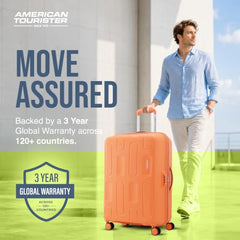 American Tourister 3PC PP Ivy 2.0-8 Wheel, Set (Small + Medium + Large) Hard Suitcase for Travel/Trolley Bag with Combination Lock & Smooth Sliding Double Wheel - Tan Orange, 55 Cm, 68 Cm, 79 Cm