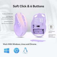 TECKNET Wireless Mouse, 2.4G Ergonomic Computer Mouse, 2600 DPI, Green