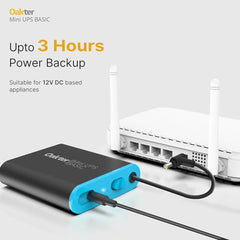 Oakter Mini UPS Basic for WiFi Router Broadband Modem | Supports 12V-2A Routers. Backup Upto 3 Hours | WiFi Router UPS Power Backup During Power Cuts| Current Surge & Deep Discharge Protection