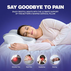 WELLGIVER Cervical Butterfly Pillow | Orthopedic Memory Foam for Neck & Shoulder Pain | Ergonomic Contour Design | Dual Height Support | Side Sleeper Pillow with Arm Rest - Pack of 1