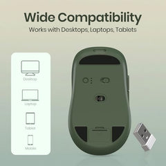 Portronics Toad 9 Wireless Bluetooth Mouse with Dual Wireless (BT + 2.4 GHz), Smart LED Display, Rechargeable Battery, Forward & Back Button, Multi-Device Pair, Upto 4800 Dpi Sensitivity(White)