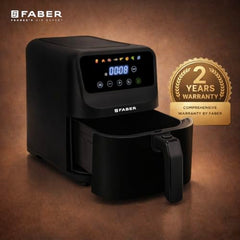 Faber 4L 1350W Digital Air Fryer | Fry, Bake, Roast | 85% Less Oil, 200°C Swirl Heating Technology |10-Preset Menu|Touch Control Interface| Auto Shut-Off |2 Yrs Comprehensive Warranty|Black
