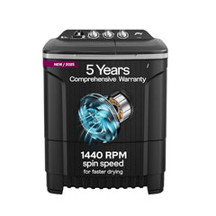 Godrej 8Kg 5 Star with 5 Years Comprehensive Warrnaty, Wash Upto 8 King Size Bedsheets, 370W PowerMax Motor, Magic Lint Fliter, Semi Automatic Washing Machine(WSEDGE CLS 80 5.0 EN2 MCSGR,Crystal Grey)
