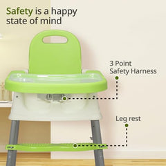 LuvLap 4 in 1 Convertible Baby High Chair with footrest, Convertible to High Chair, Low Chair, & Booster Seat, Essential for Baby Feeding (Green)