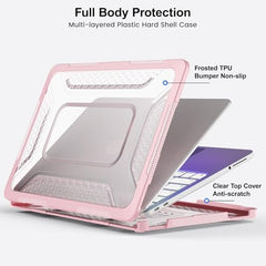 ProElite Transparent Case for MacBook Neo 13 inch 2026 Model Touch ID, Heavy Duty Honeycomb Hard Shell with Slim TPU Bumper and Fold Kickstand, Dark Blue