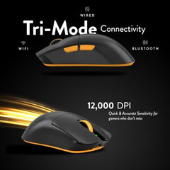 Cosmic Byte Aether Tri-Mode Wireless Gaming Mouse | 2.4GHz + Bluetooth + Wired | Pixart PAW3311 Sensor | 12000 DPI | 1000Hz Polling | 55g | 100M TTC Optical Switches | Replaceable Battery (Black)
